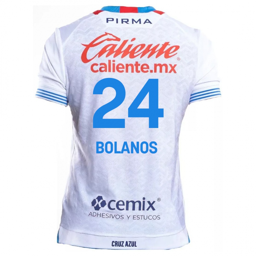 Hombre Camiseta Jatziry Bolanos #24 Blanco Azul 2ª Equipación 2024/25 La Camisa México