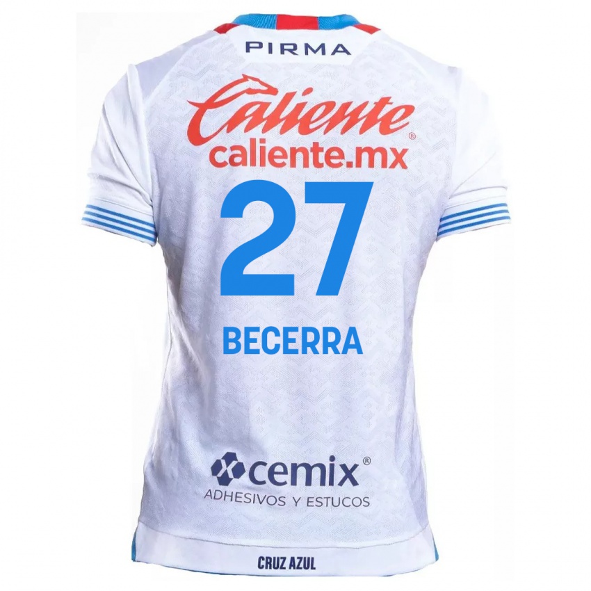 Hombre Camiseta Ana Becerra #27 Blanco Azul 2ª Equipación 2024/25 La Camisa México