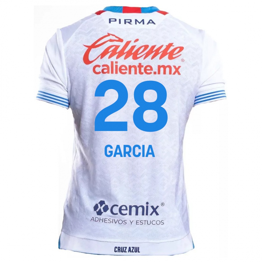 Hombre Camiseta Ana Garcia #28 Blanco Azul 2ª Equipación 2024/25 La Camisa México