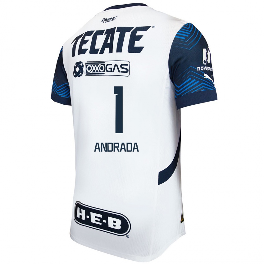 Hombre Camiseta Esteban Andrada #1 Blanco Azul 2ª Equipación 2024/25 La Camisa México