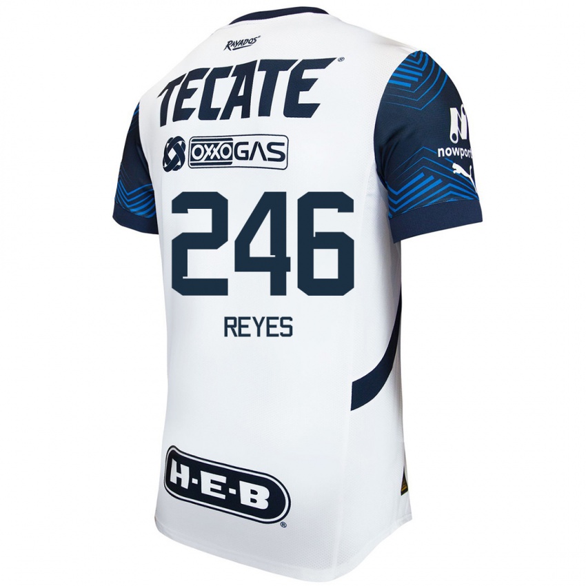 Hombre Camiseta Cristian Reyes #246 Blanco Azul 2ª Equipación 2024/25 La Camisa México