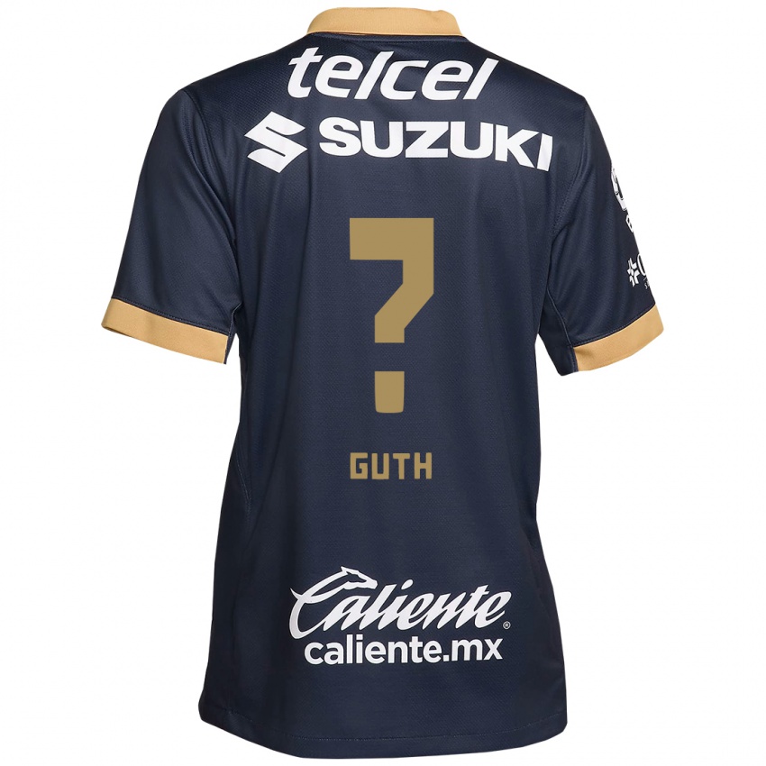 Hombre Camiseta Tiago Guth #0 Obsidiana Dorada Blanca 2ª Equipación 2024/25 La Camisa México