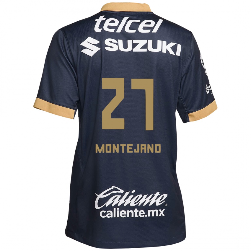 Hombre Camiseta Emanuel Montejano #27 Obsidiana Dorada Blanca 2ª Equipación 2024/25 La Camisa México