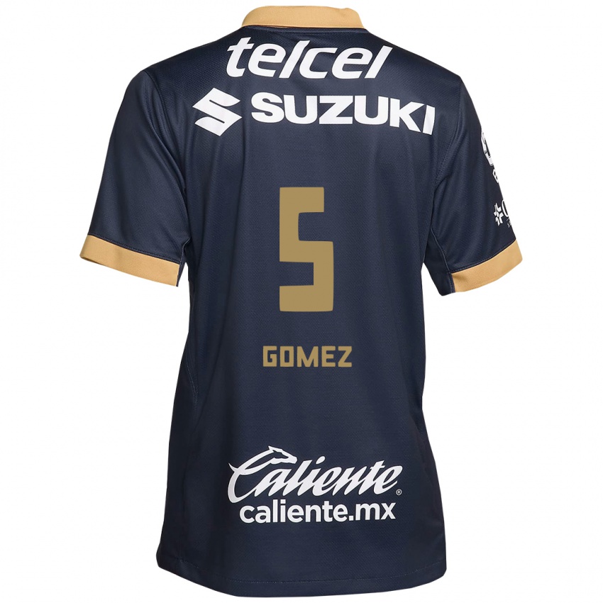 Hombre Camiseta Kimberli Gomez #5 Obsidiana Dorada Blanca 2ª Equipación 2024/25 La Camisa México