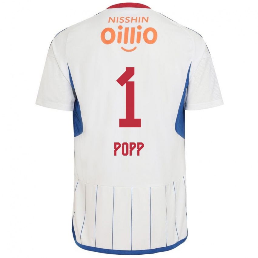 Hombre Camiseta William Popp #1 Blanco Azul Rojo 2ª Equipación 2024/25 La Camisa México