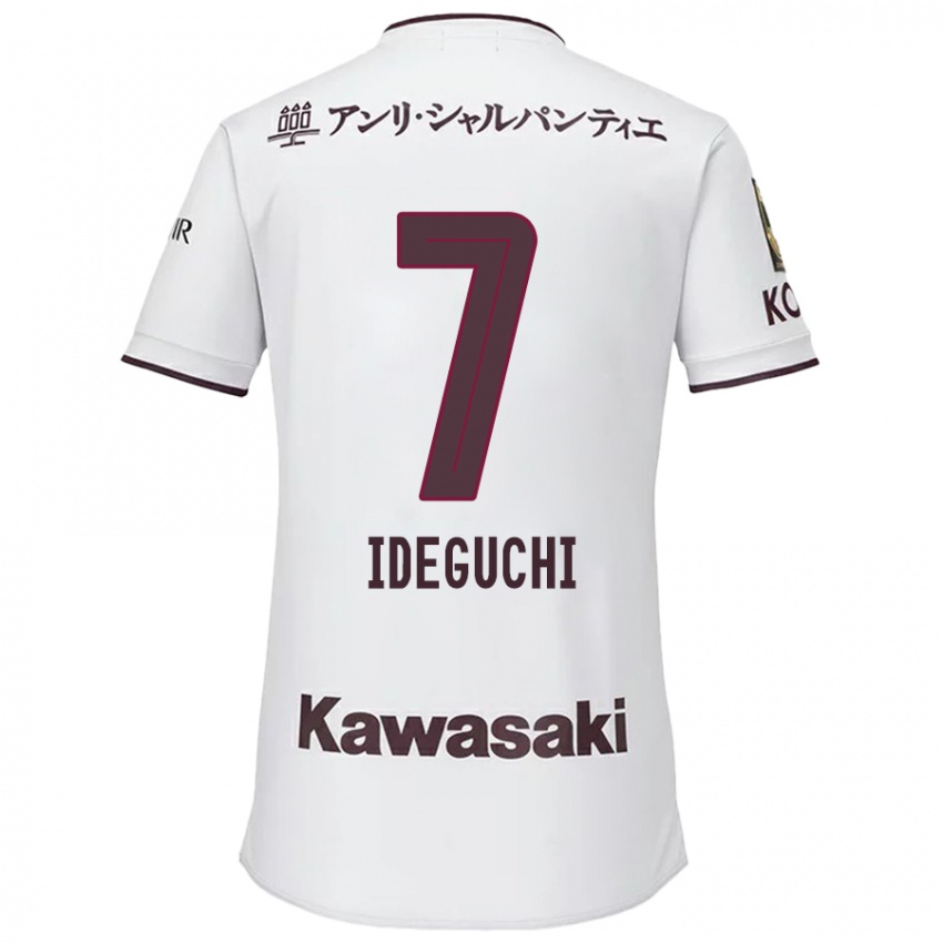 Hombre Camiseta Yosuke Ideguchi #7 Blanco Rojo 2ª Equipación 2024/25 La Camisa México