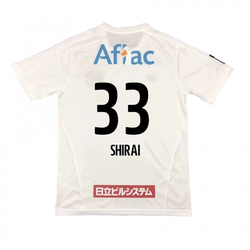 Hombre Camiseta Eiji Shirai #33 Blanco Negro 2ª Equipación 2024/25 La Camisa México