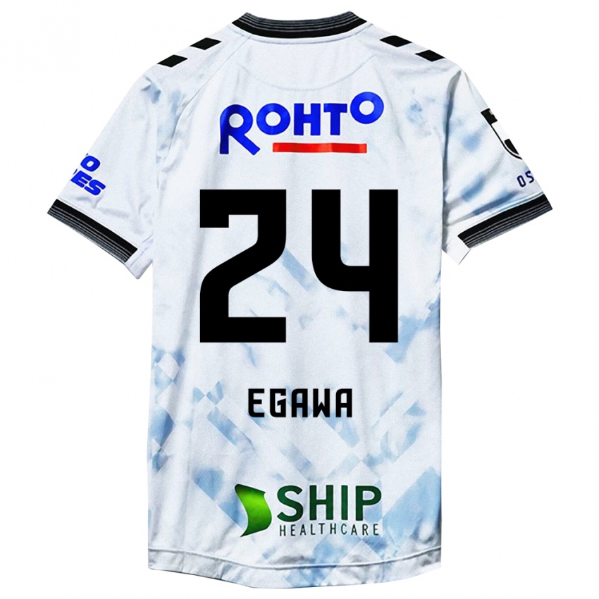 Hombre Camiseta Yusei Egawa #24 Blanco Negro 2ª Equipación 2024/25 La Camisa México