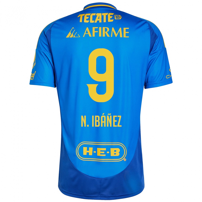 Hombre Camiseta Nicolás Ibáñez #9 Azul Amarillo 2ª Equipación 2024/25 La Camisa México