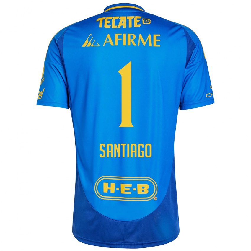 Hombre Camiseta Cecilia Santiago #1 Azul Amarillo 2ª Equipación 2024/25 La Camisa México