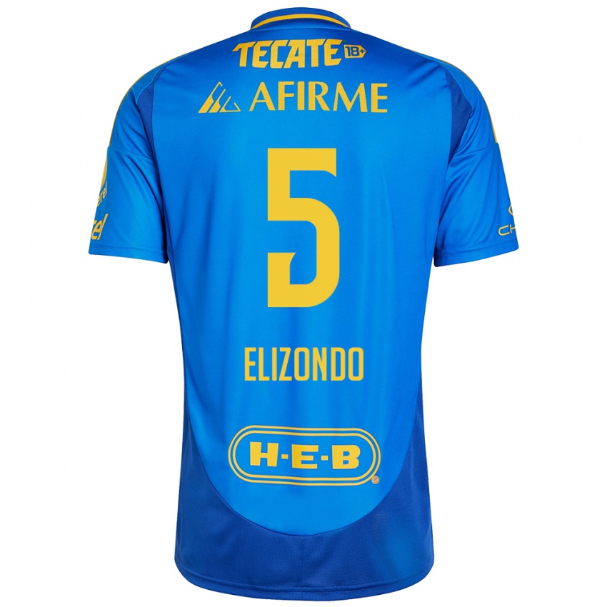 Hombre Camiseta Fernanda Elizondo #5 Azul Amarillo 2ª Equipación 2024/25 La Camisa México