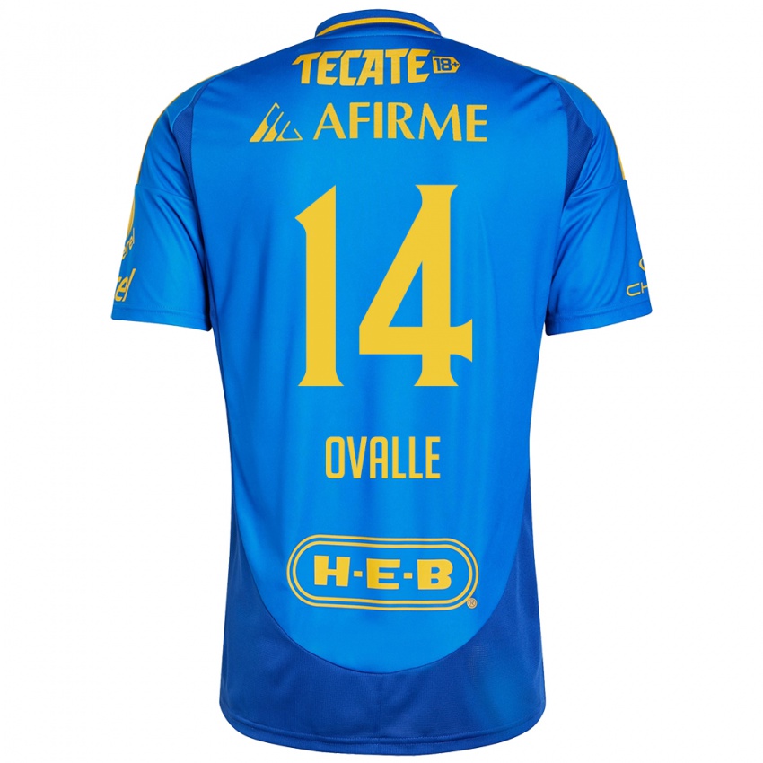 Hombre Camiseta Lizbeth Ovalle #14 Azul Amarillo 2ª Equipación 2024/25 La Camisa México