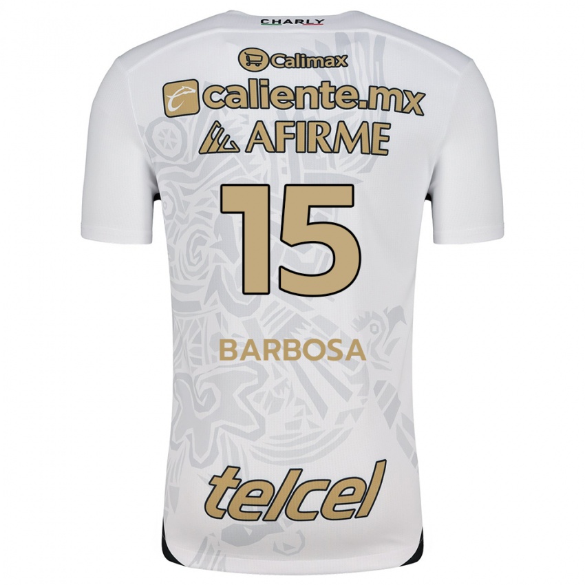 Hombre Camiseta Diego Barbosa #15 Blanco Negro 2ª Equipación 2024/25 La Camisa México