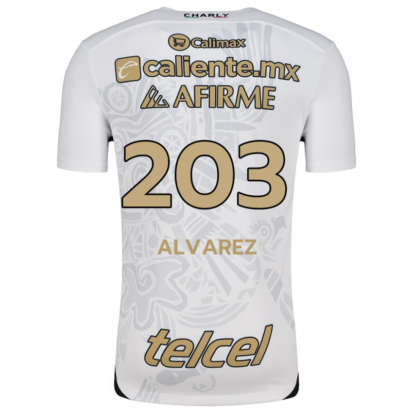 Hombre Camiseta Jaime Álvarez #203 Blanco Negro 2ª Equipación 2024/25 La Camisa México