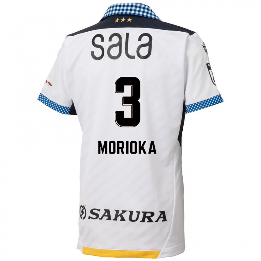 Hombre Camiseta Riku Morioka #3 Blanco Negro 2ª Equipación 2024/25 La Camisa México