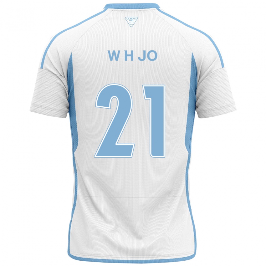 Hombre Camiseta Hyeon-Woo Jo #21 Blanco Azul 2ª Equipación 2024/25 La Camisa México