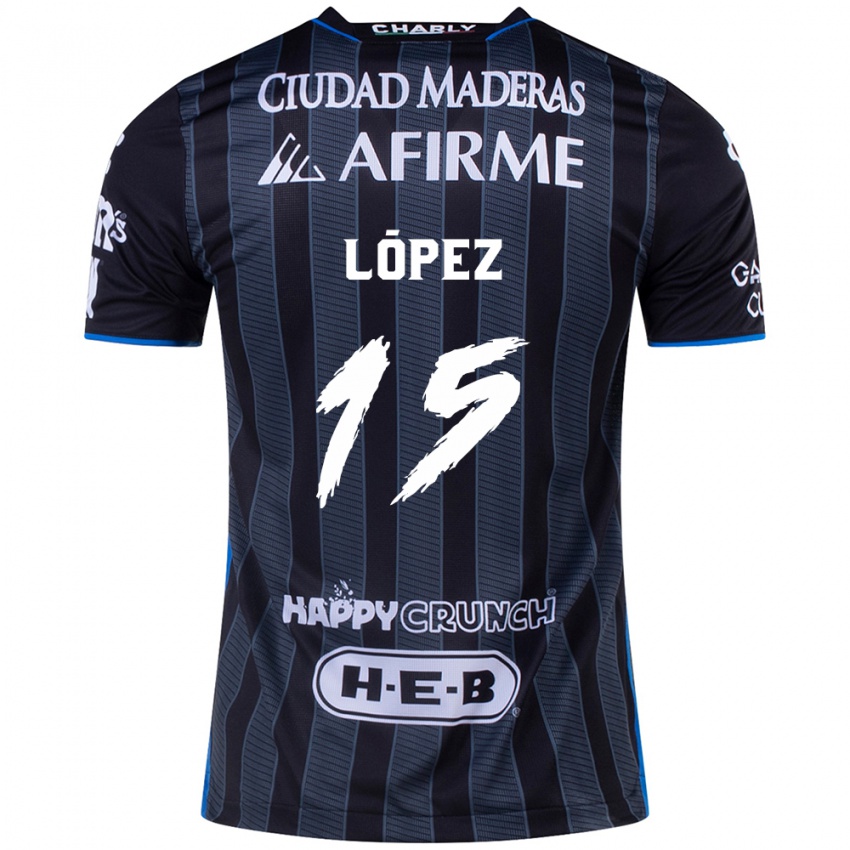 Hombre Camiseta Victor Lopez #15 Blanco Negro 2ª Equipación 2024/25 La Camisa México