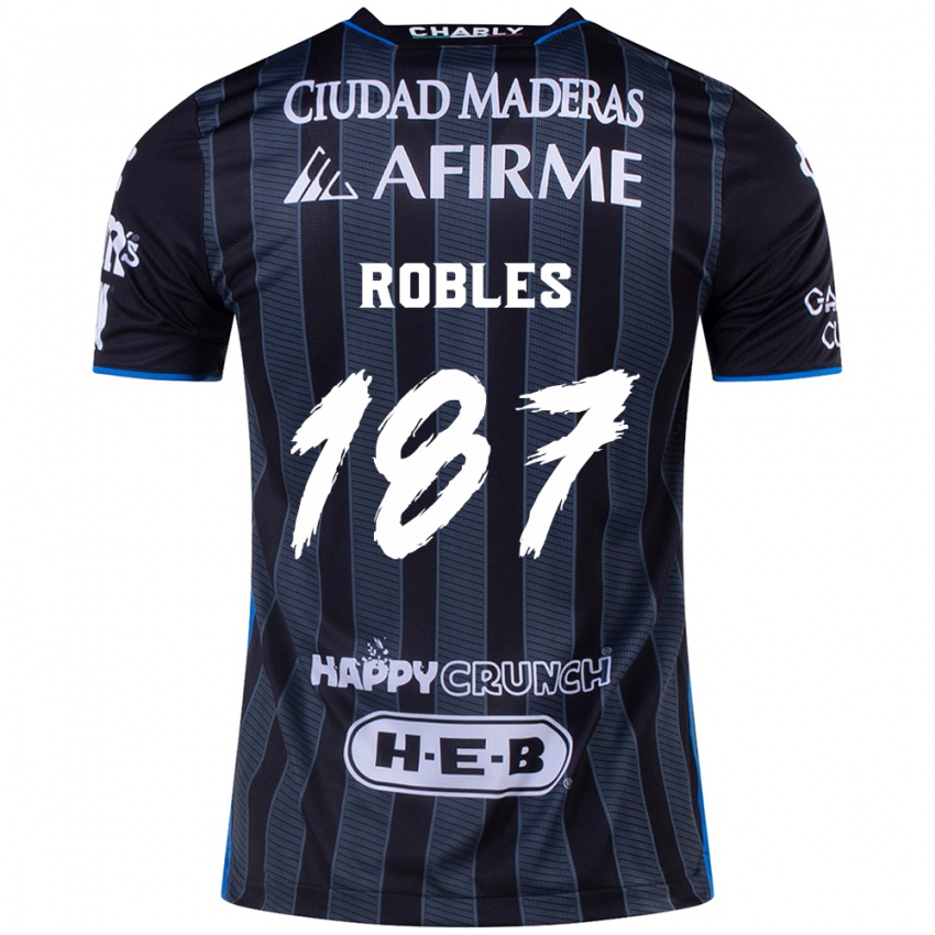 Hombre Camiseta Juan Robles #187 Blanco Negro 2ª Equipación 2024/25 La Camisa México