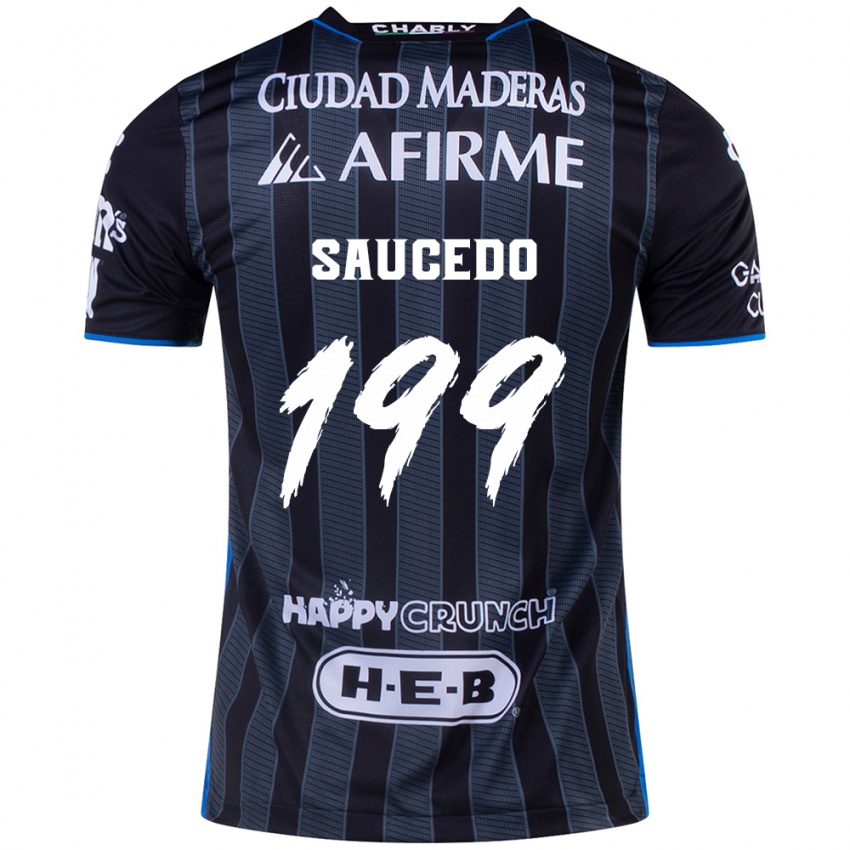 Hombre Camiseta Christian Saucedo #199 Blanco Negro 2ª Equipación 2024/25 La Camisa México