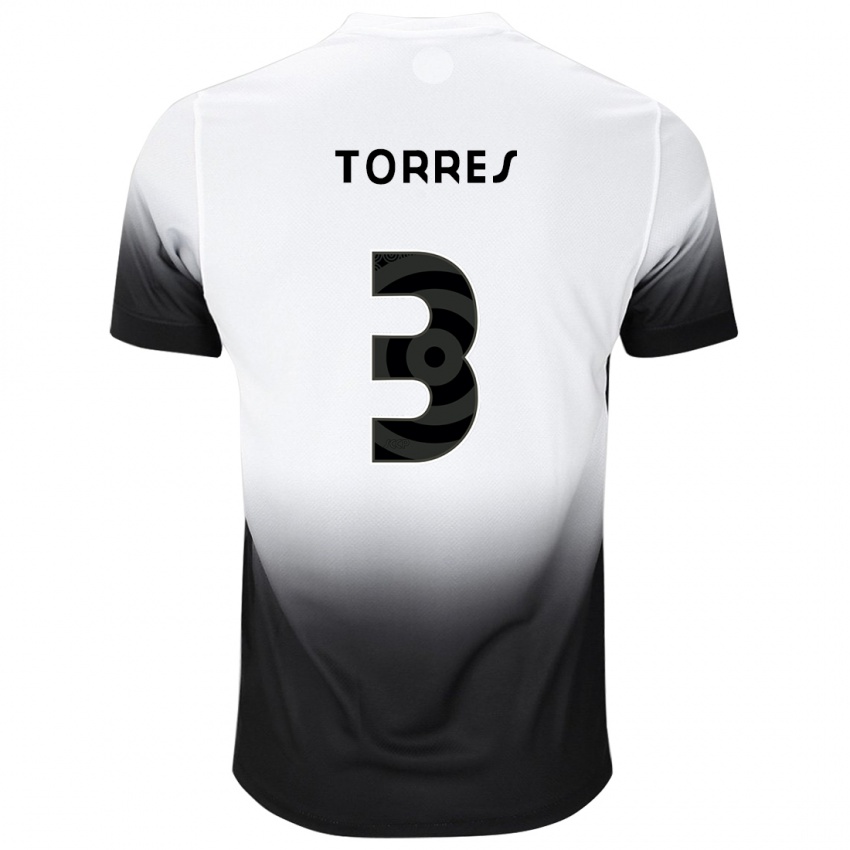 Mujer Camiseta Felix Torres #3 Blanco Negro 1ª Equipación 2024/25 La Camisa México