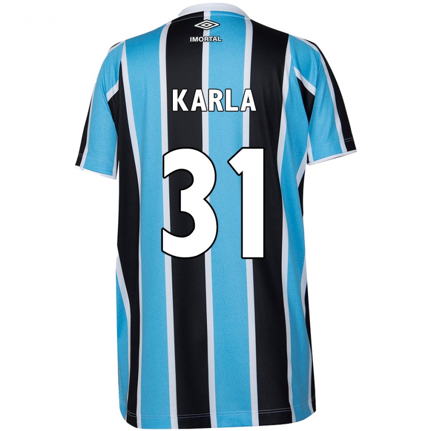 Mujer Camiseta Emmily Karla #31 Azul Negro Blanco 1ª Equipación 2024/25 La Camisa México