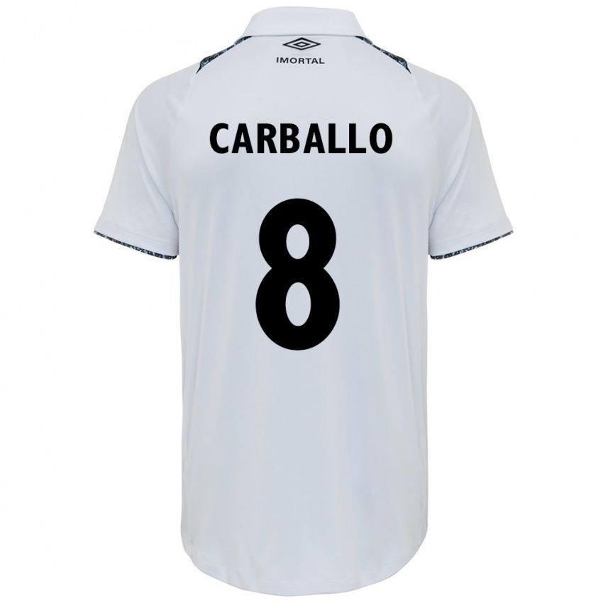 Mujer Camiseta Felipe Carballo #8 Blanco Azul 2ª Equipación 2024/25 La Camisa México