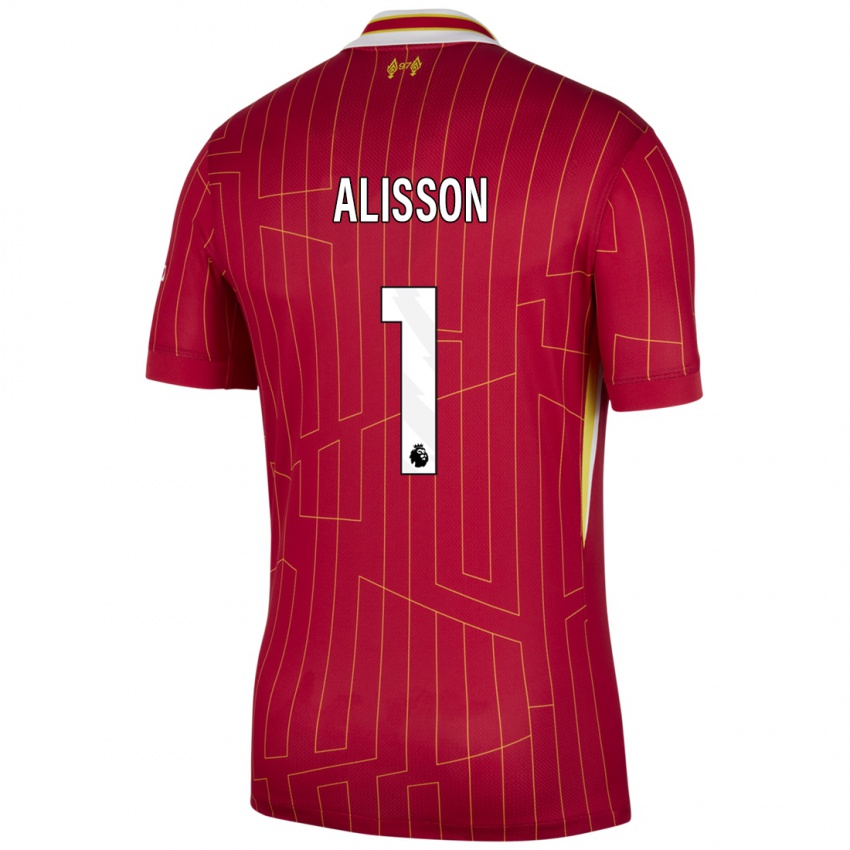 Niño Camiseta Alisson #1 Rojo Amarillo Blanco 1ª Equipación 2024/25 La Camisa México