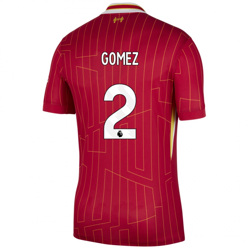 Niño Camiseta Joe Gomez #2 Rojo Amarillo Blanco 1ª Equipación 2024/25 La Camisa México