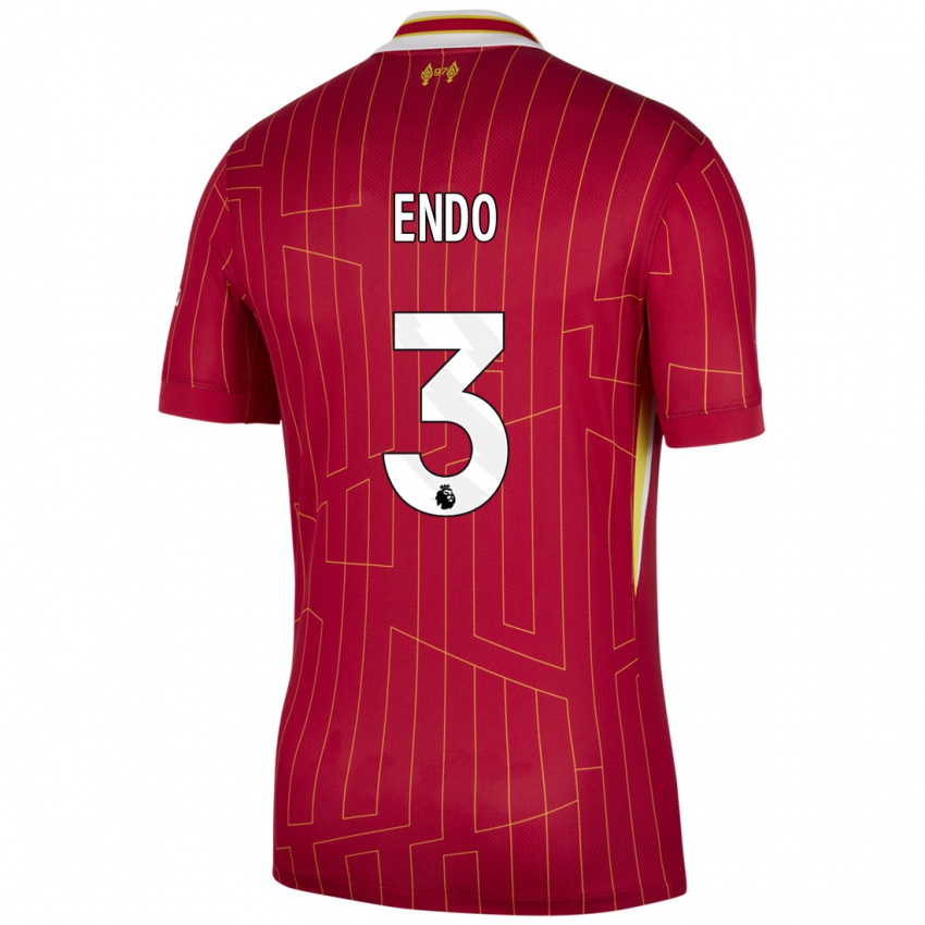 Niño Camiseta Wataru Endo #3 Rojo Amarillo Blanco 1ª Equipación 2024/25 La Camisa México