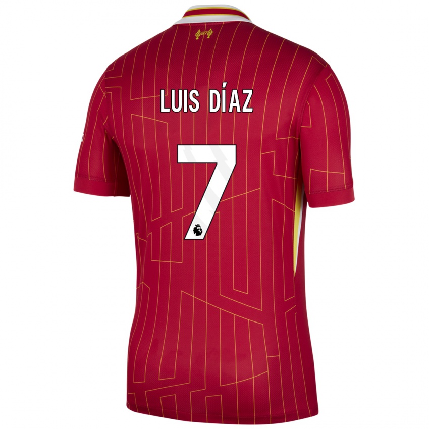 Niño Camiseta Luis Diaz #7 Rojo Amarillo Blanco 1ª Equipación 2024/25 La Camisa México