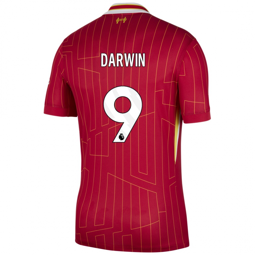 Niño Camiseta Darwin Nunez #9 Rojo Amarillo Blanco 1ª Equipación 2024/25 La Camisa México