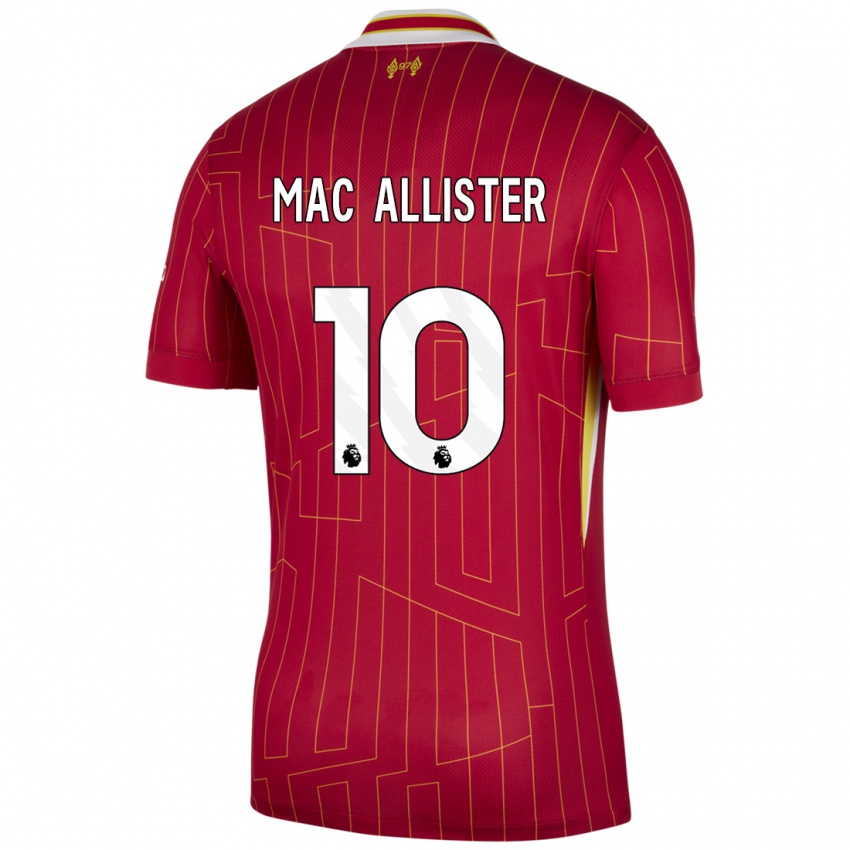 Niño Camiseta Alexis Mac Allister #10 Rojo Amarillo Blanco 1ª Equipación 2024/25 La Camisa México