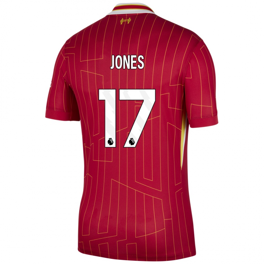 Niño Camiseta Curtis Jones #17 Rojo Amarillo Blanco 1ª Equipación 2024/25 La Camisa México