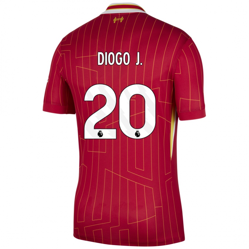 Niño Camiseta Diogo Jota #20 Rojo Amarillo Blanco 1ª Equipación 2024/25 La Camisa México