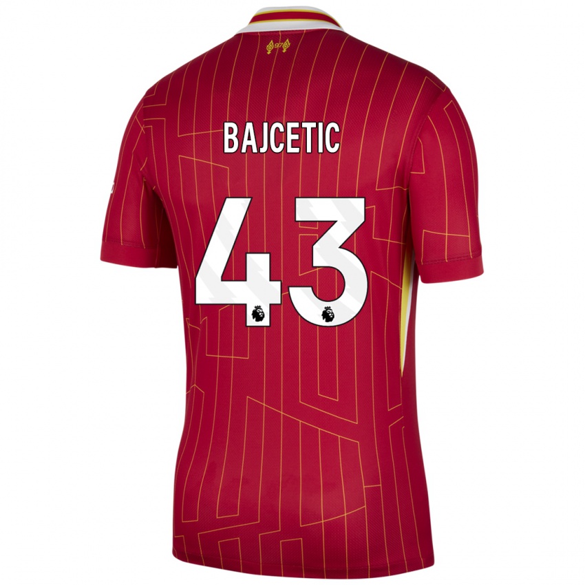 Niño Camiseta Stefan Bajcetic #43 Rojo Amarillo Blanco 1ª Equipación 2024/25 La Camisa México