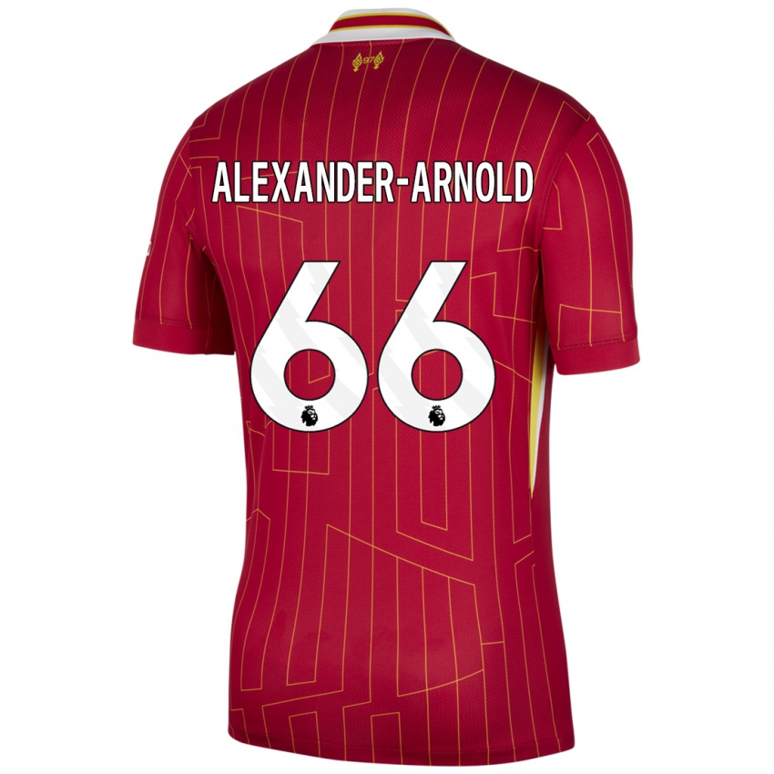 Niño Camiseta Trent Alexander-Arnold #66 Rojo Amarillo Blanco 1ª Equipación 2024/25 La Camisa México