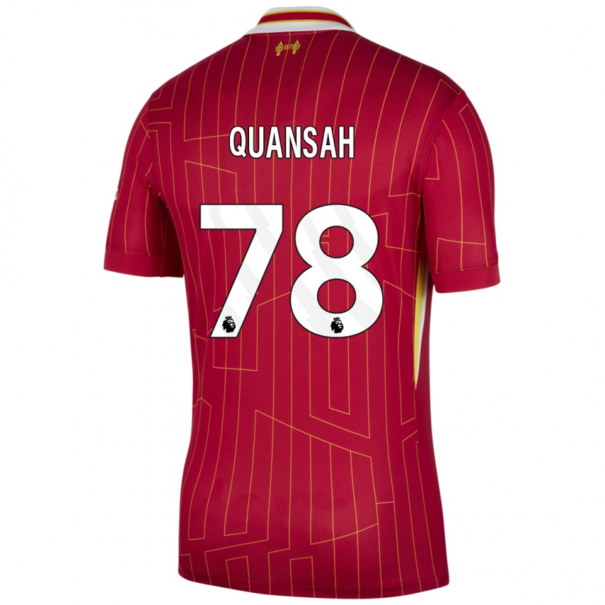 Niño Camiseta Jarell Quansah #78 Rojo Amarillo Blanco 1ª Equipación 2024/25 La Camisa México