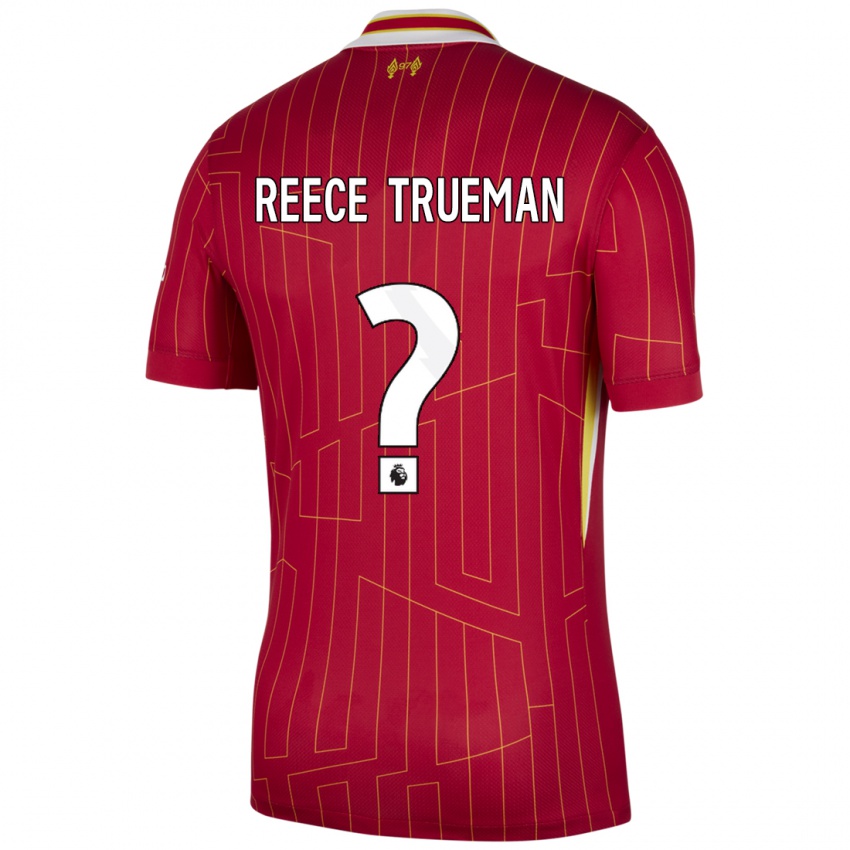 Niño Camiseta Reece Trueman #0 Rojo Amarillo Blanco 1ª Equipación 2024/25 La Camisa México