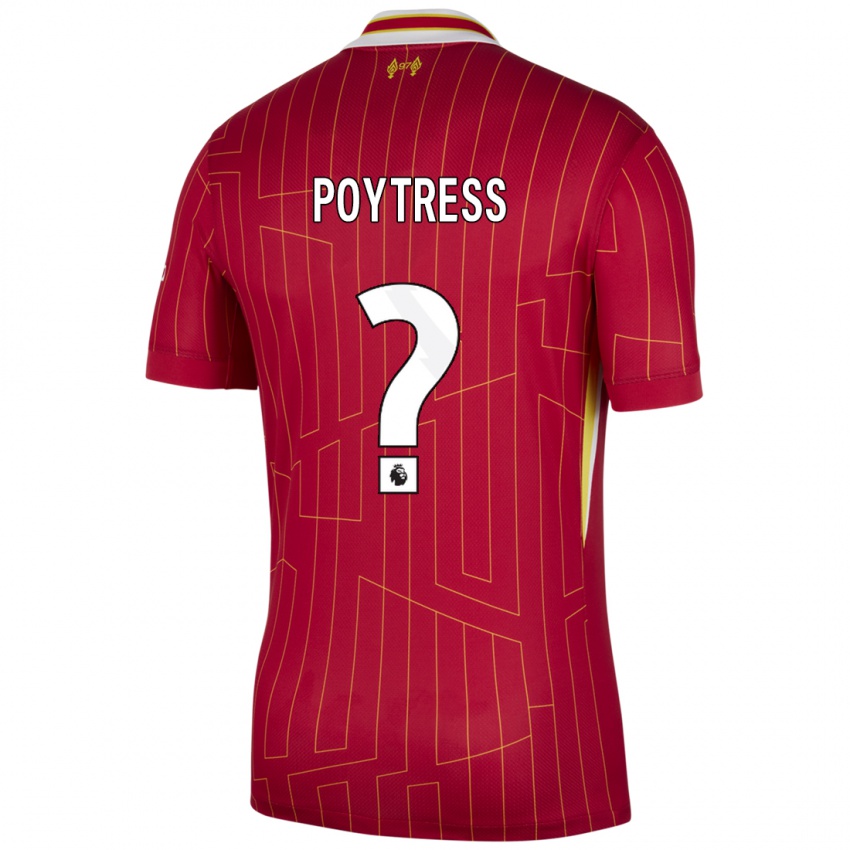 Niño Camiseta Jacob Poytress #0 Rojo Amarillo Blanco 1ª Equipación 2024/25 La Camisa México