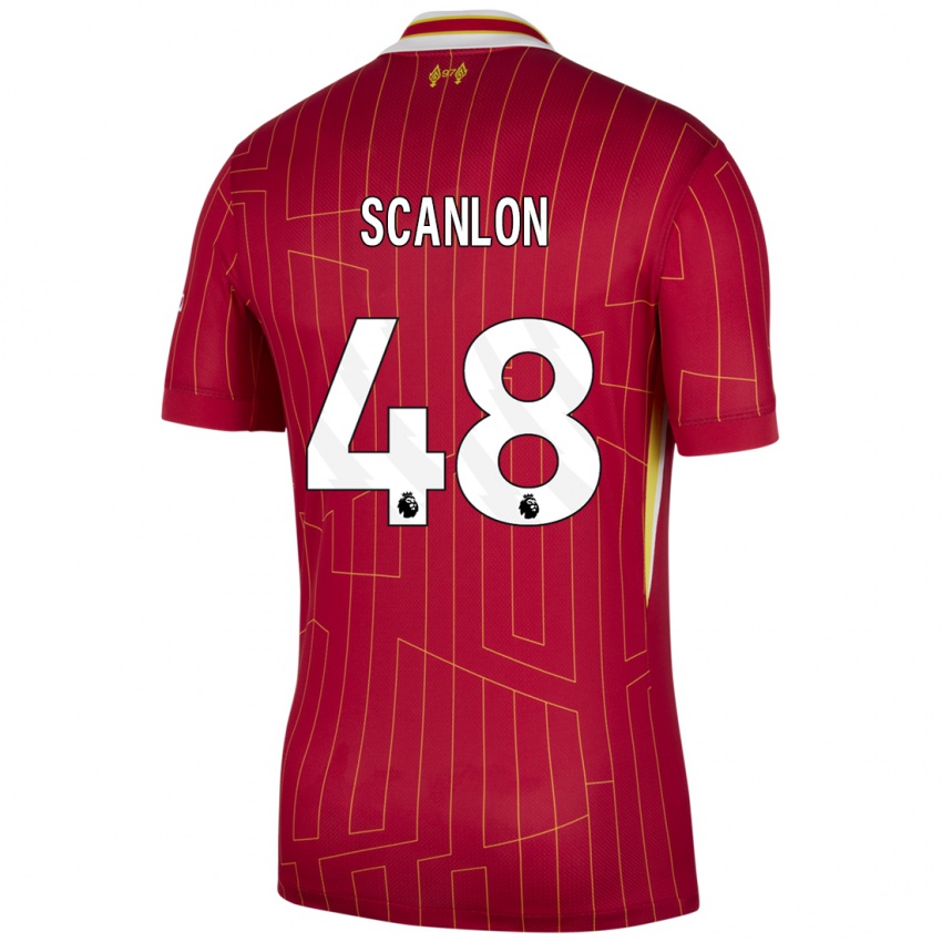 Niño Camiseta Calum Scanlon #48 Rojo Amarillo Blanco 1ª Equipación 2024/25 La Camisa México