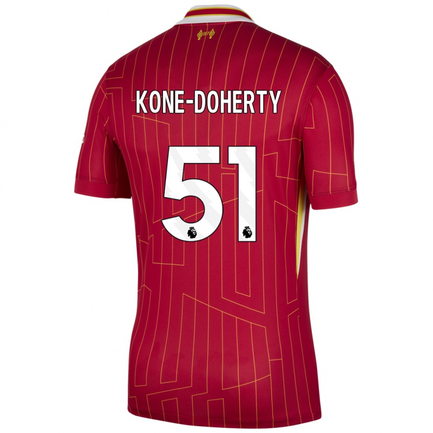 Niño Camiseta Trent Kone-Doherty #51 Rojo Amarillo Blanco 1ª Equipación 2024/25 La Camisa México