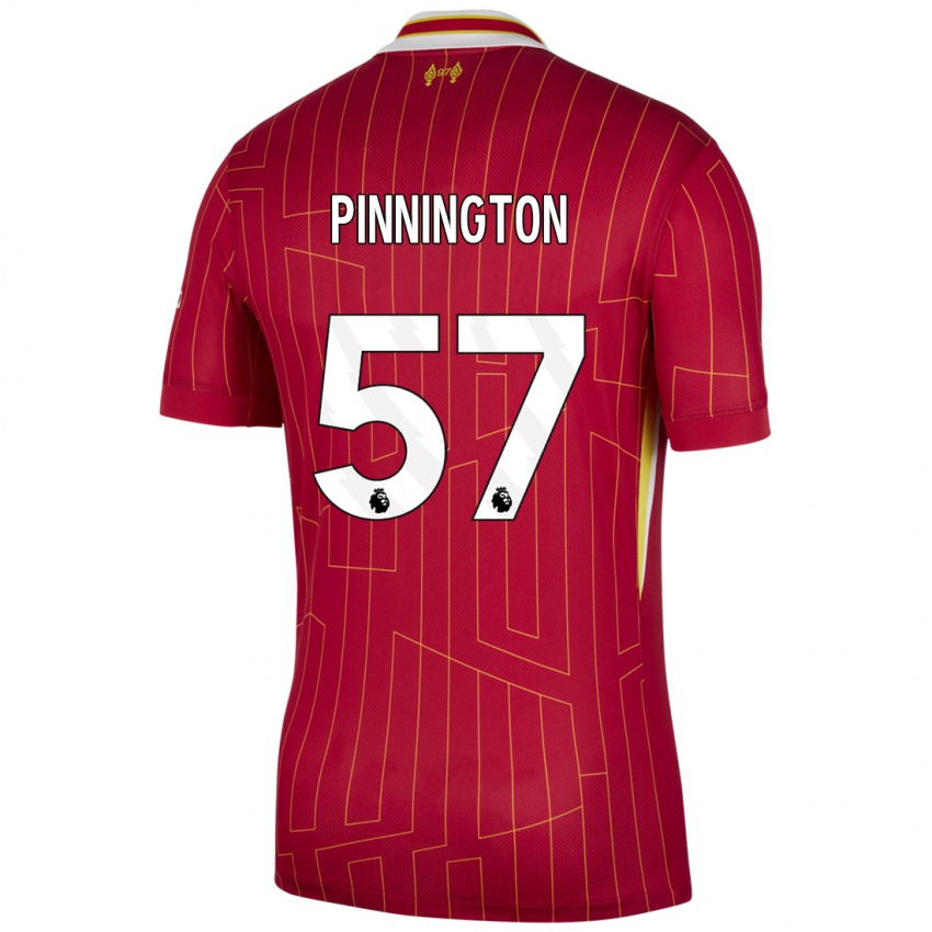 Niño Camiseta Carter Pinnington #57 Rojo Amarillo Blanco 1ª Equipación 2024/25 La Camisa México