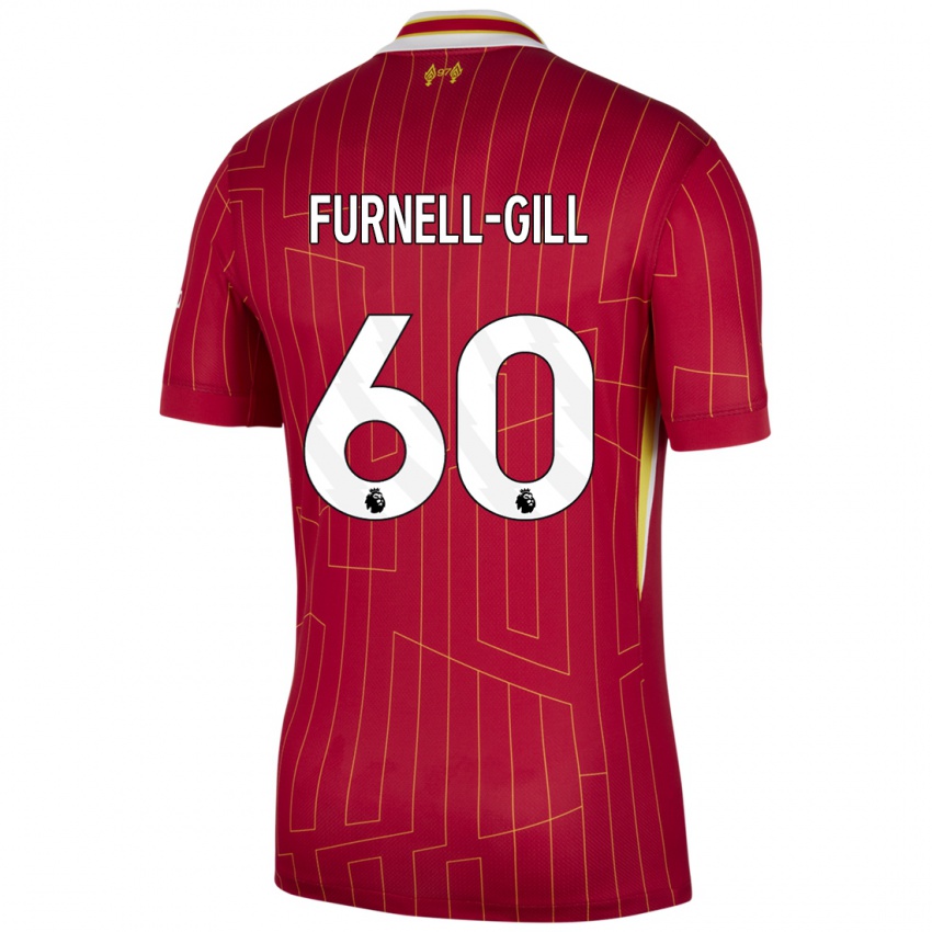 Niño Camiseta Luca Furnell-Gill #60 Rojo Amarillo Blanco 1ª Equipación 2024/25 La Camisa México