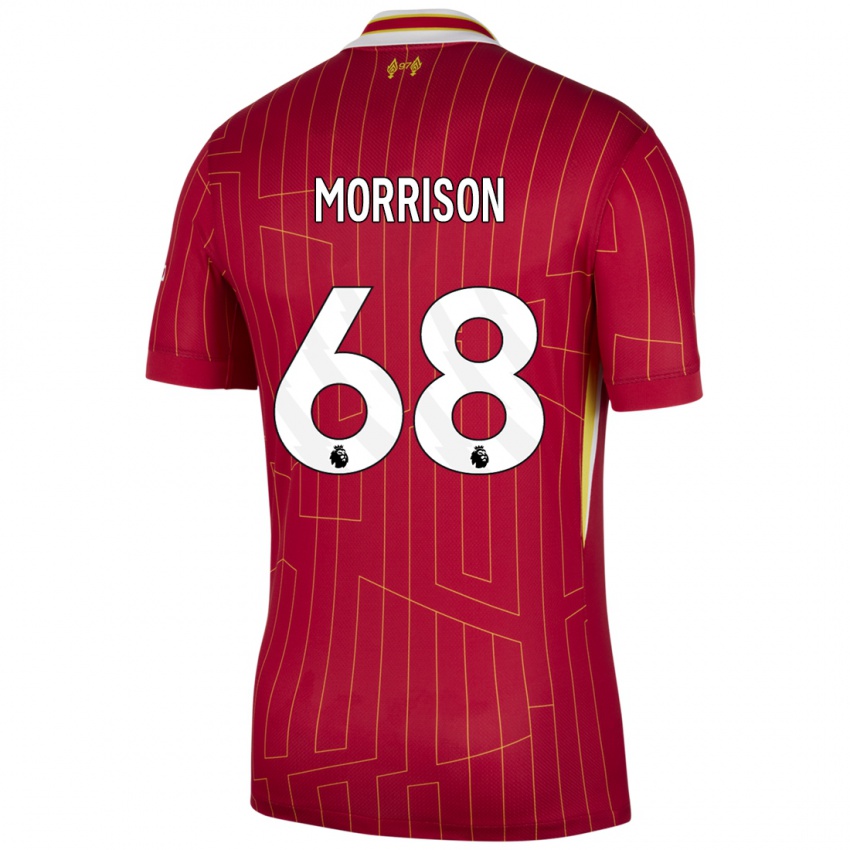 Niño Camiseta Kieran Morrison #68 Rojo Amarillo Blanco 1ª Equipación 2024/25 La Camisa México