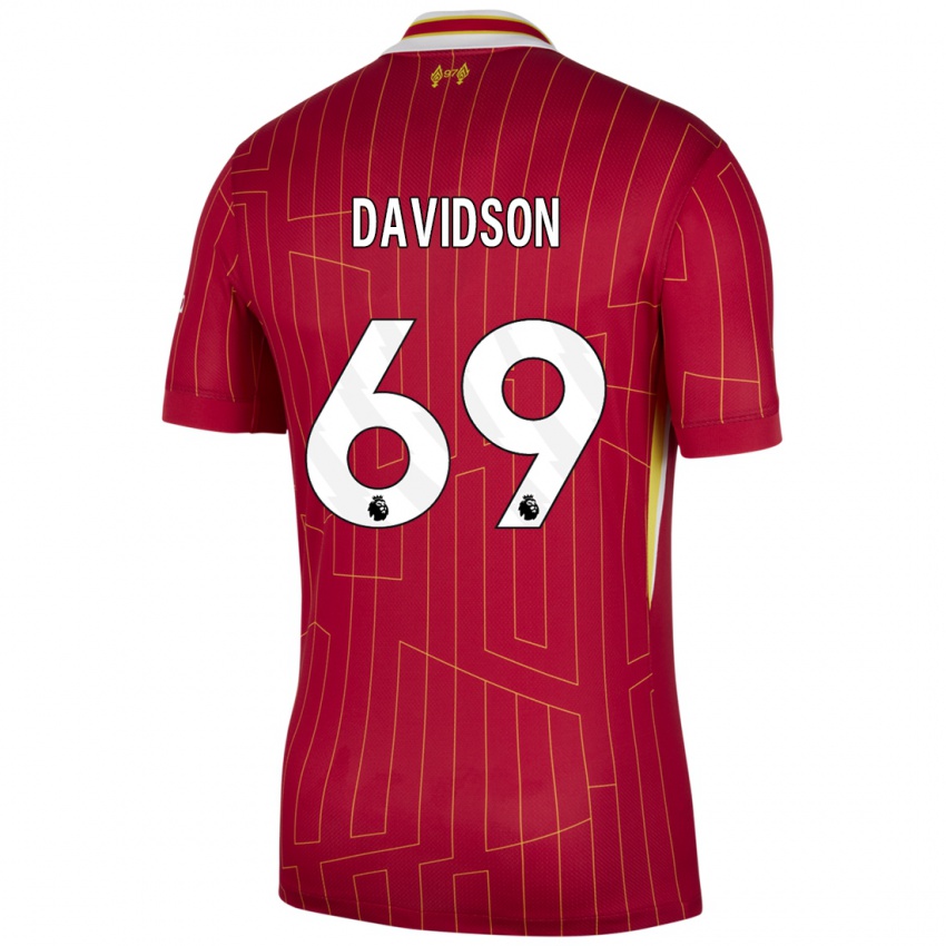 Niño Camiseta Josh Davidson #69 Rojo Amarillo Blanco 1ª Equipación 2024/25 La Camisa México