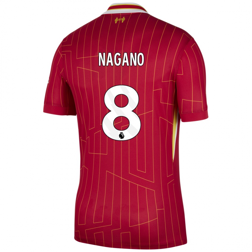 Niño Camiseta Fūka Nagano #8 Rojo Amarillo Blanco 1ª Equipación 2024/25 La Camisa México