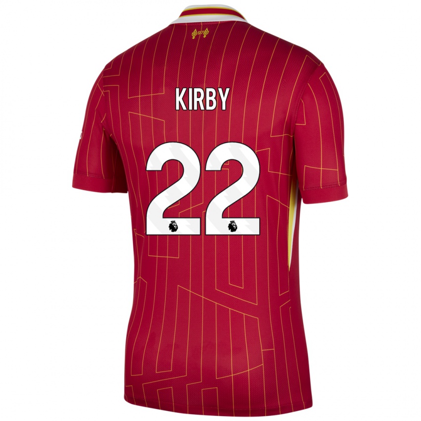 Niño Camiseta Faye Kirby #22 Rojo Amarillo Blanco 1ª Equipación 2024/25 La Camisa México