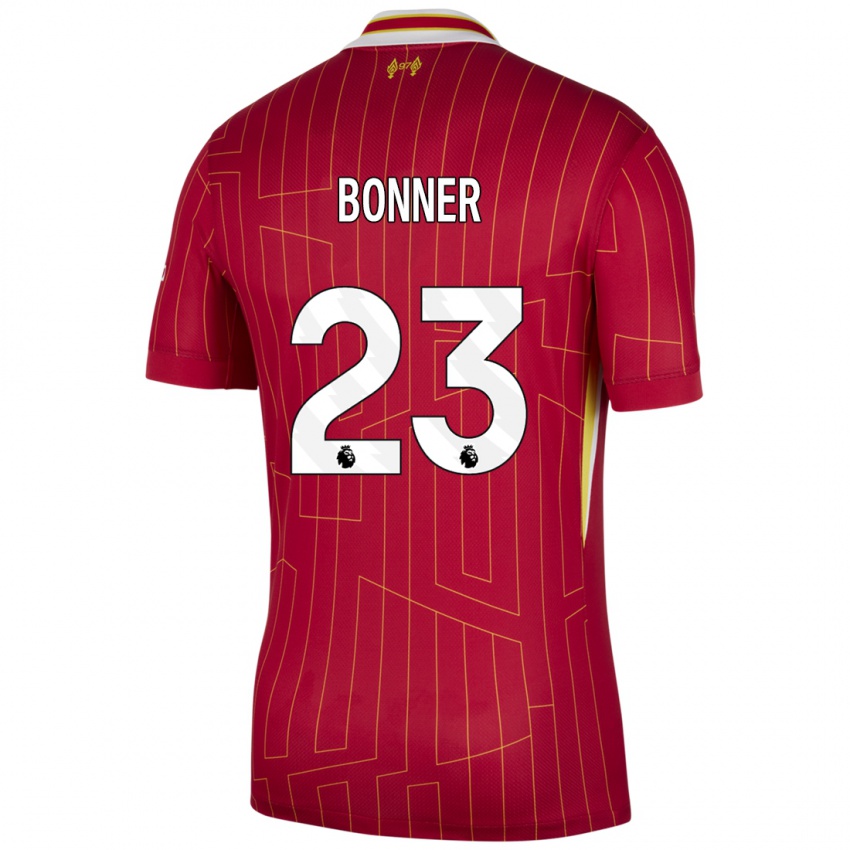 Niño Camiseta Gemma Bonner #23 Rojo Amarillo Blanco 1ª Equipación 2024/25 La Camisa México