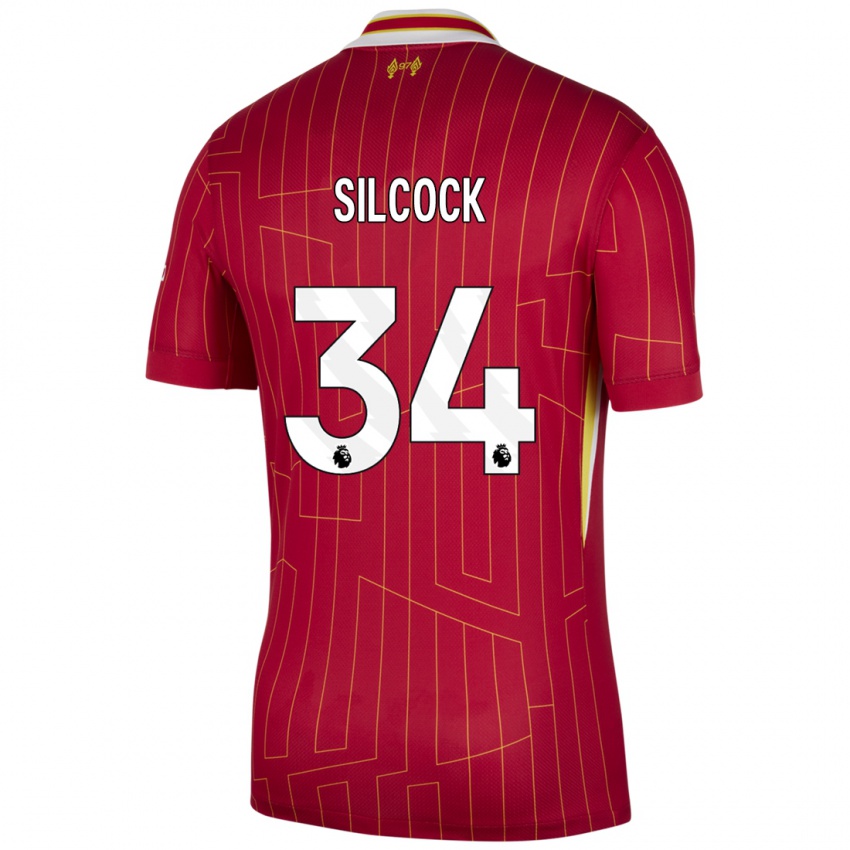 Niño Camiseta Hannah Silcock #34 Rojo Amarillo Blanco 1ª Equipación 2024/25 La Camisa México