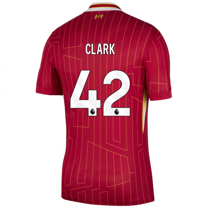 Niño Camiseta Bobby Clark #42 Rojo Amarillo Blanco 1ª Equipación 2024/25 La Camisa México